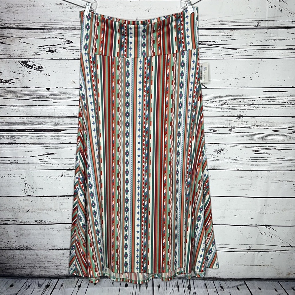 LuLaRoe NWT Size 2XL Aztec Geometric Print Fold-Over Waist Maxi Skirt